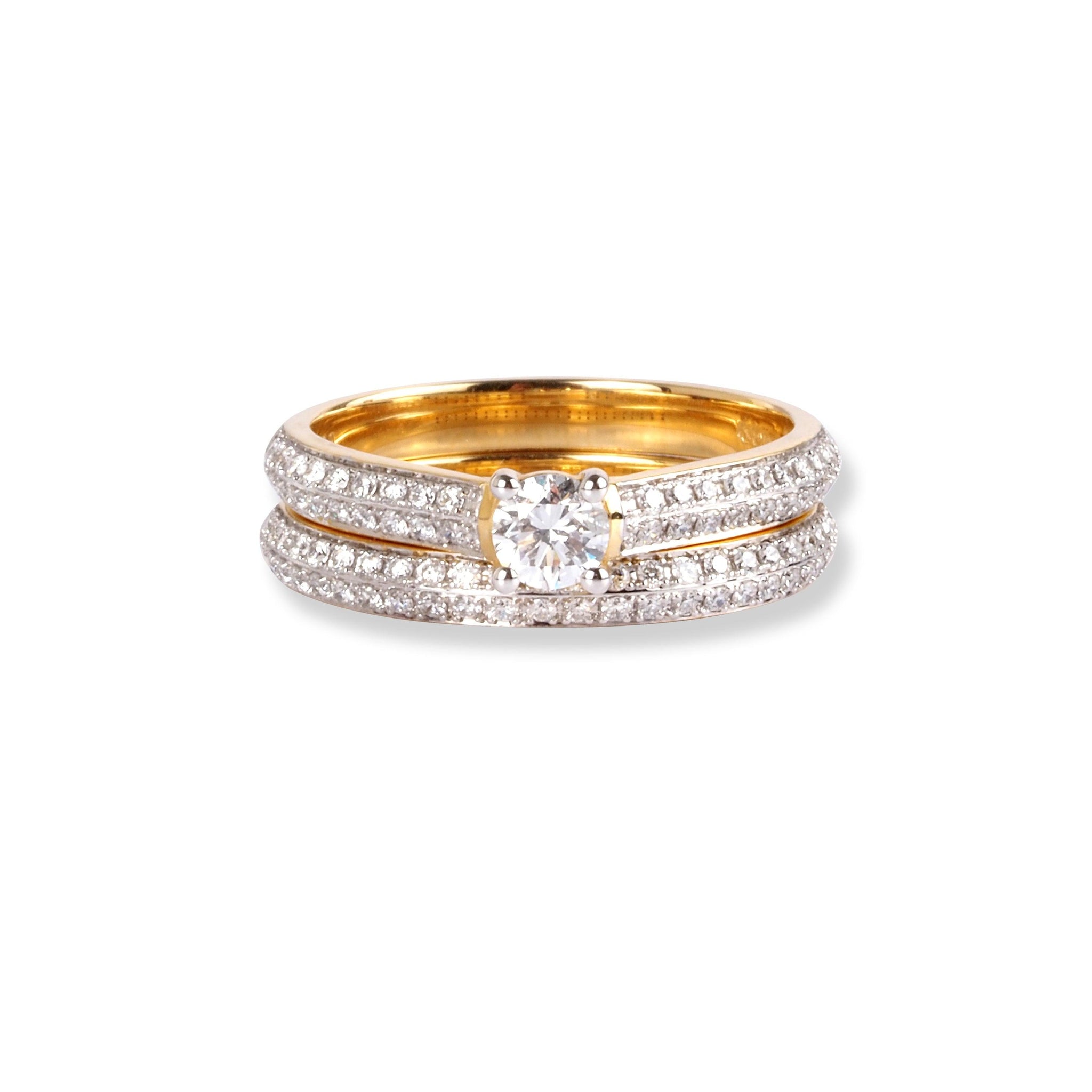 18ct Yellow Gold Diamond Engagement Ring and Wedding Band Set LR-6650