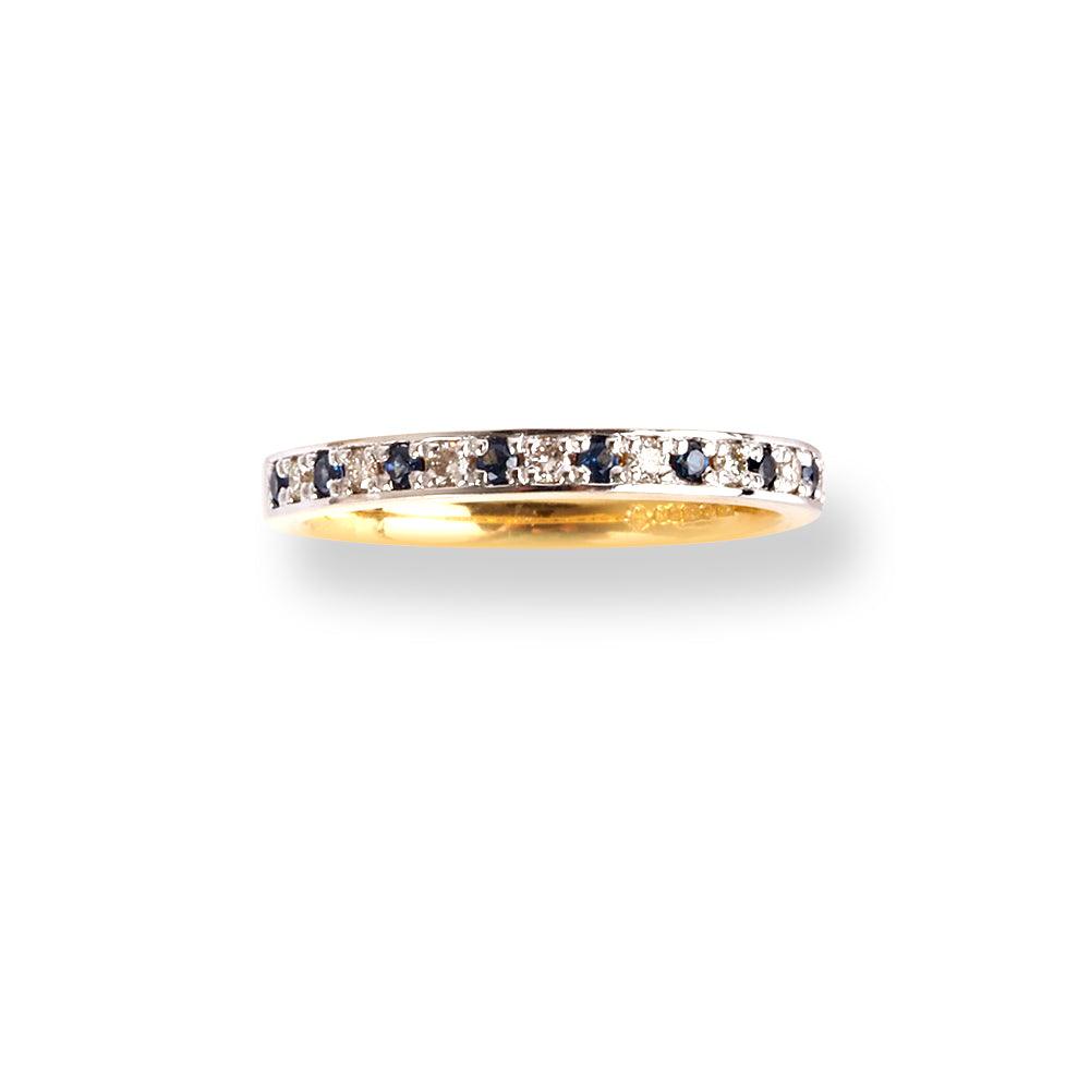 18ct Yellow Gold Diamond & Sapphire Half-Eternity Band LR-6674 - Minar Jewellers
