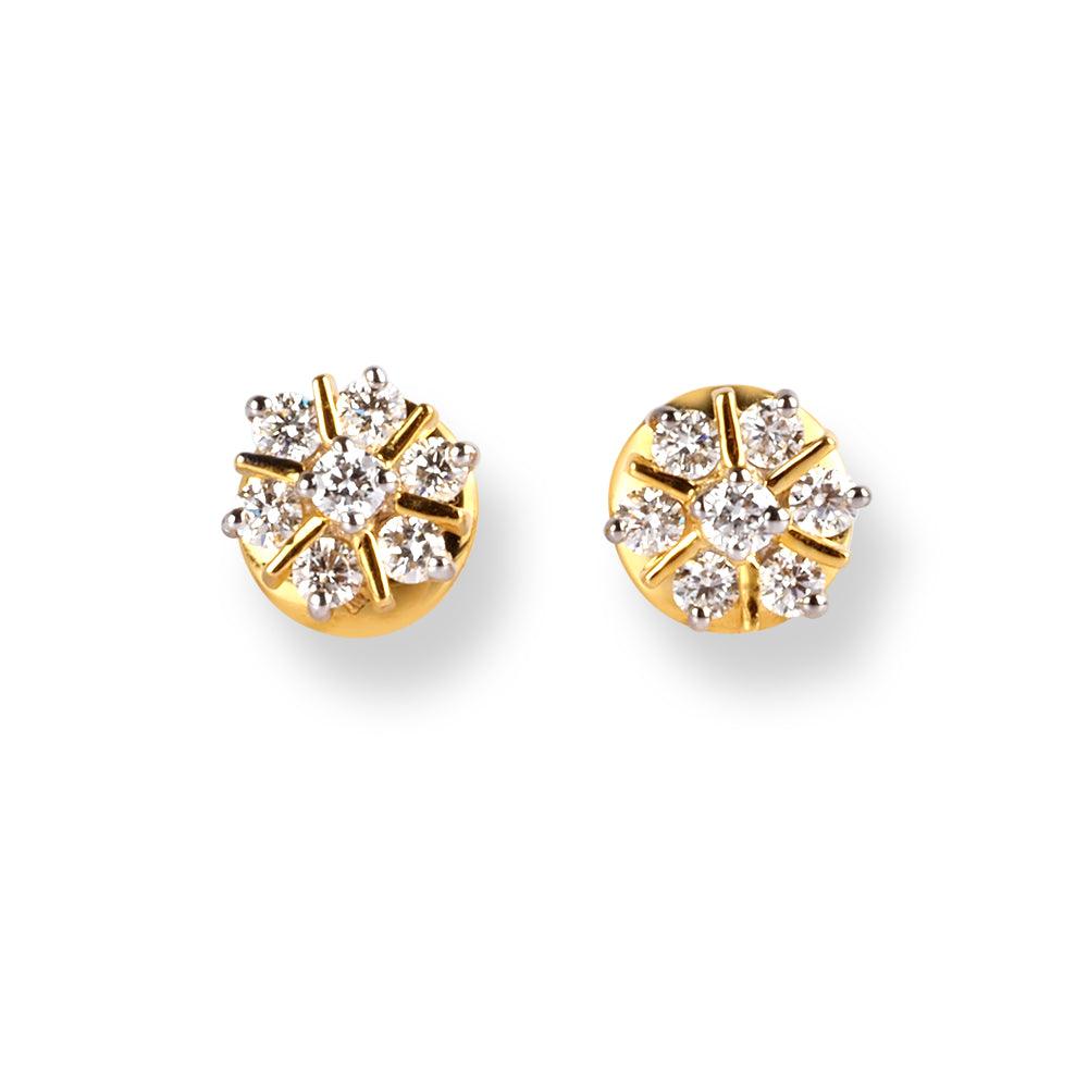 18ct Yellow Gold Diamond Stud Earrings MCS6296 - Minar Jewellers