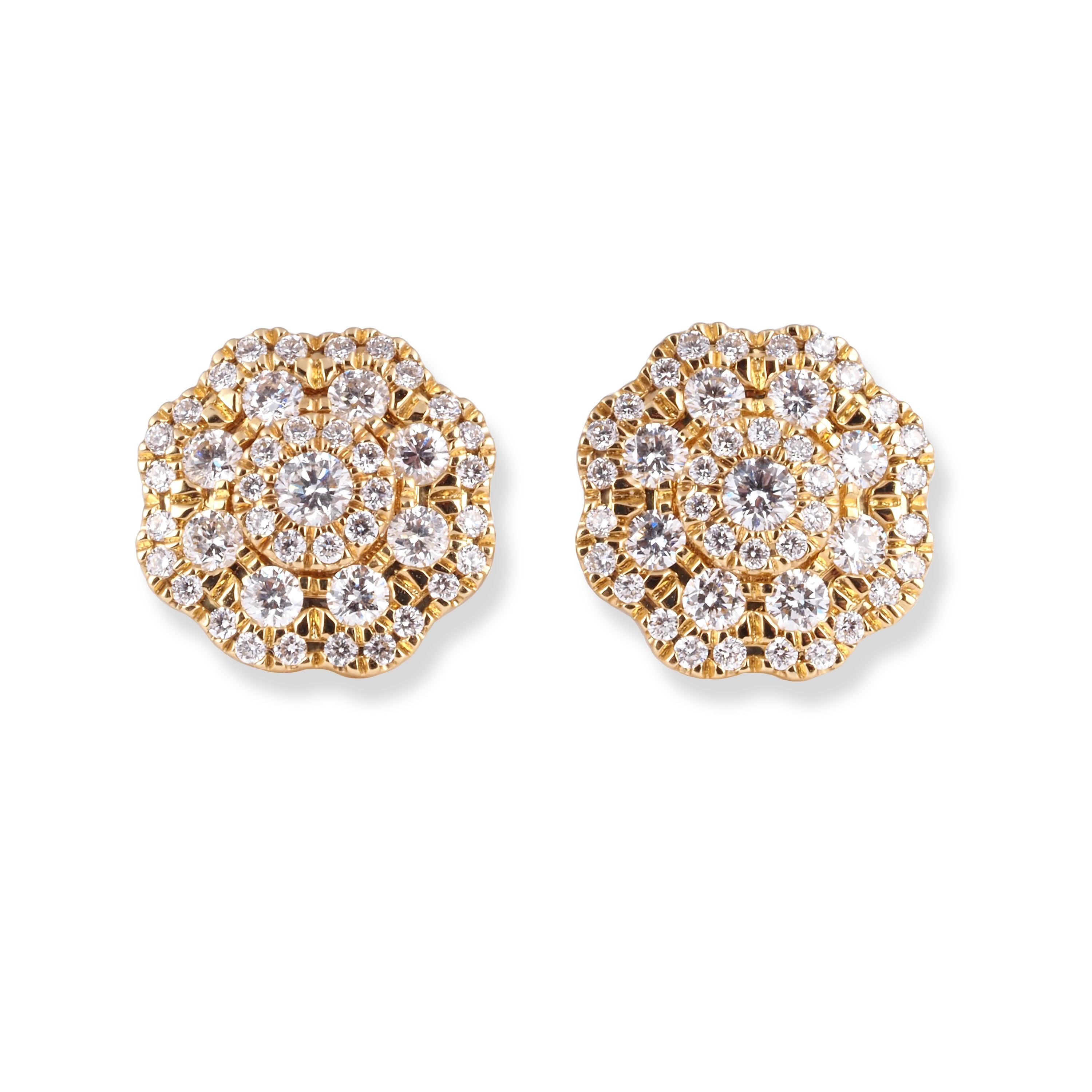 18ct Yellow Gold Diamond Stud Earrings ERZ4847 - Minar Jewellers