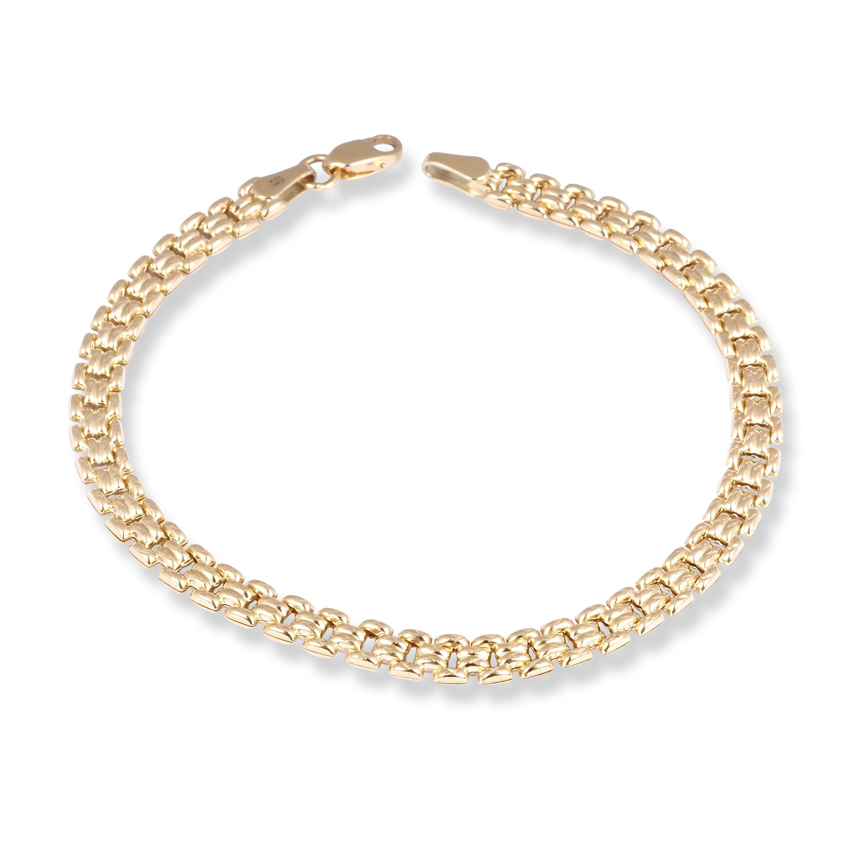 18ct Yellow Gold Flat Bracelet with Lobster Clasp LBR-8490 - Minar Jewellers