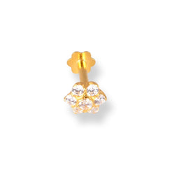 18ct Yellow Gold Flower Design Nose Stud with Cubic Zirconia Stones (4.5mm - 5.5mm) NS-5802 - Minar Jewellers