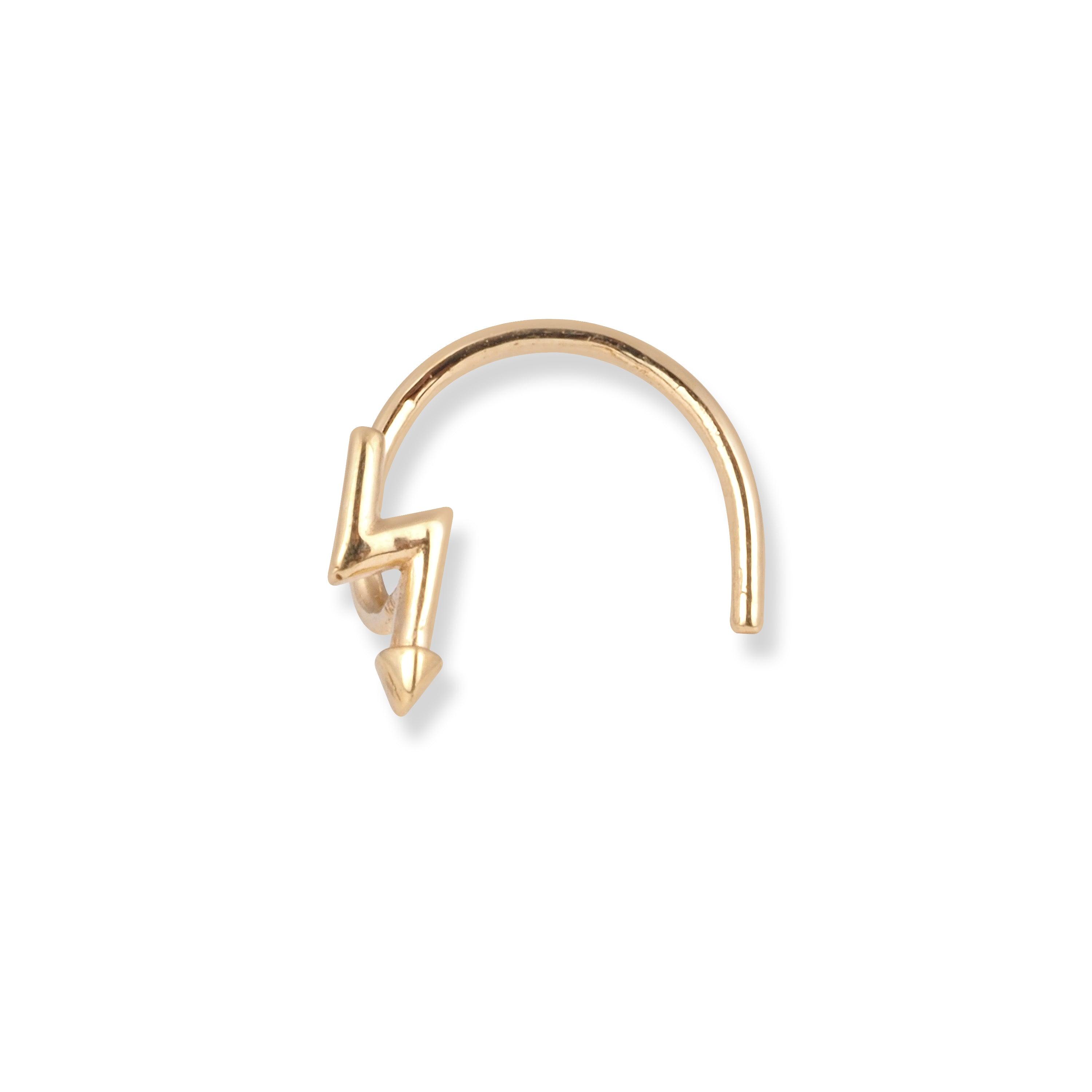 18ct Yellow Gold Lightning Bolt Wire Back Nose Stud NS-7561 - Minar Jewellers