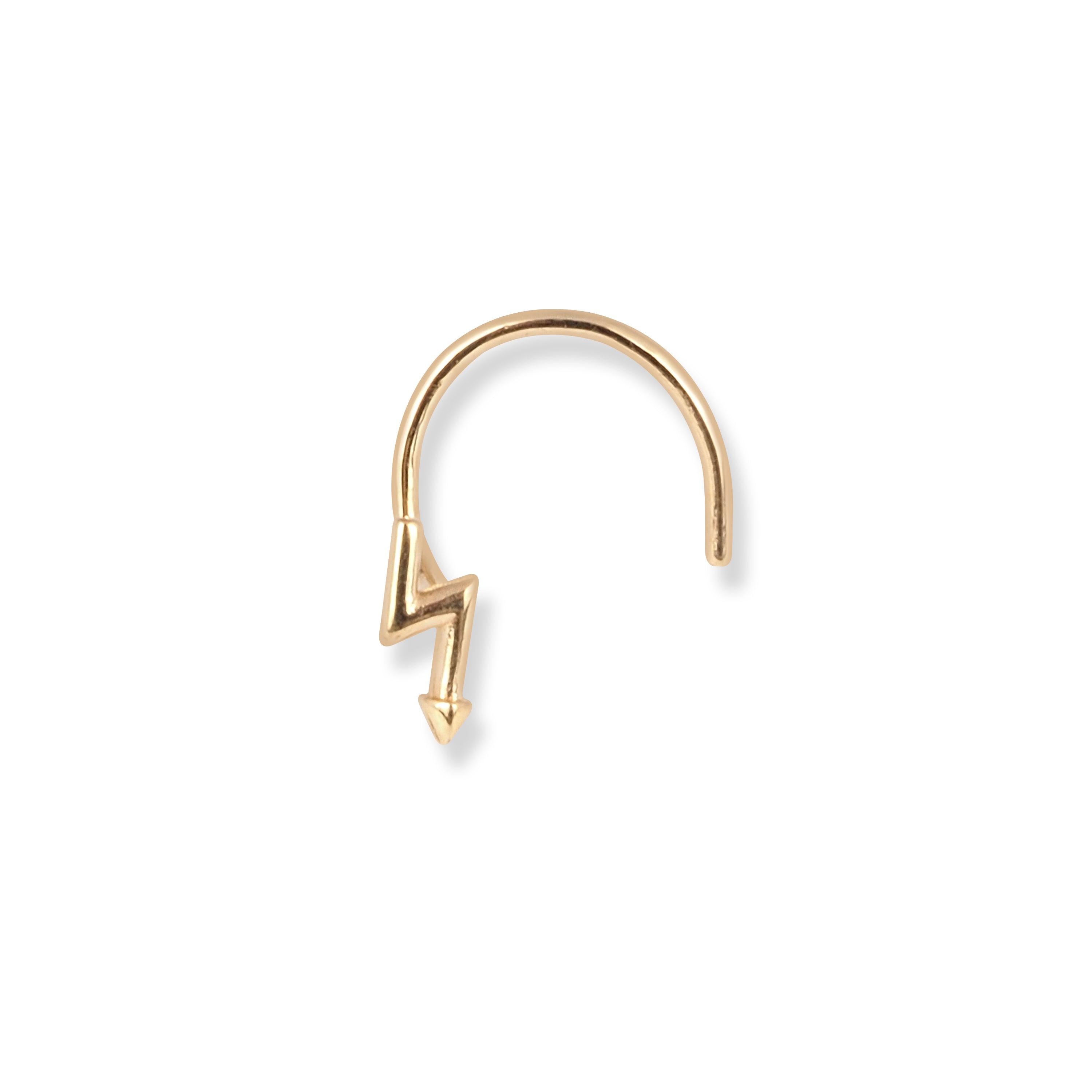 18ct Yellow Gold Lightning Bolt Wire Back Nose Stud NS-7561 - Minar Jewellers
