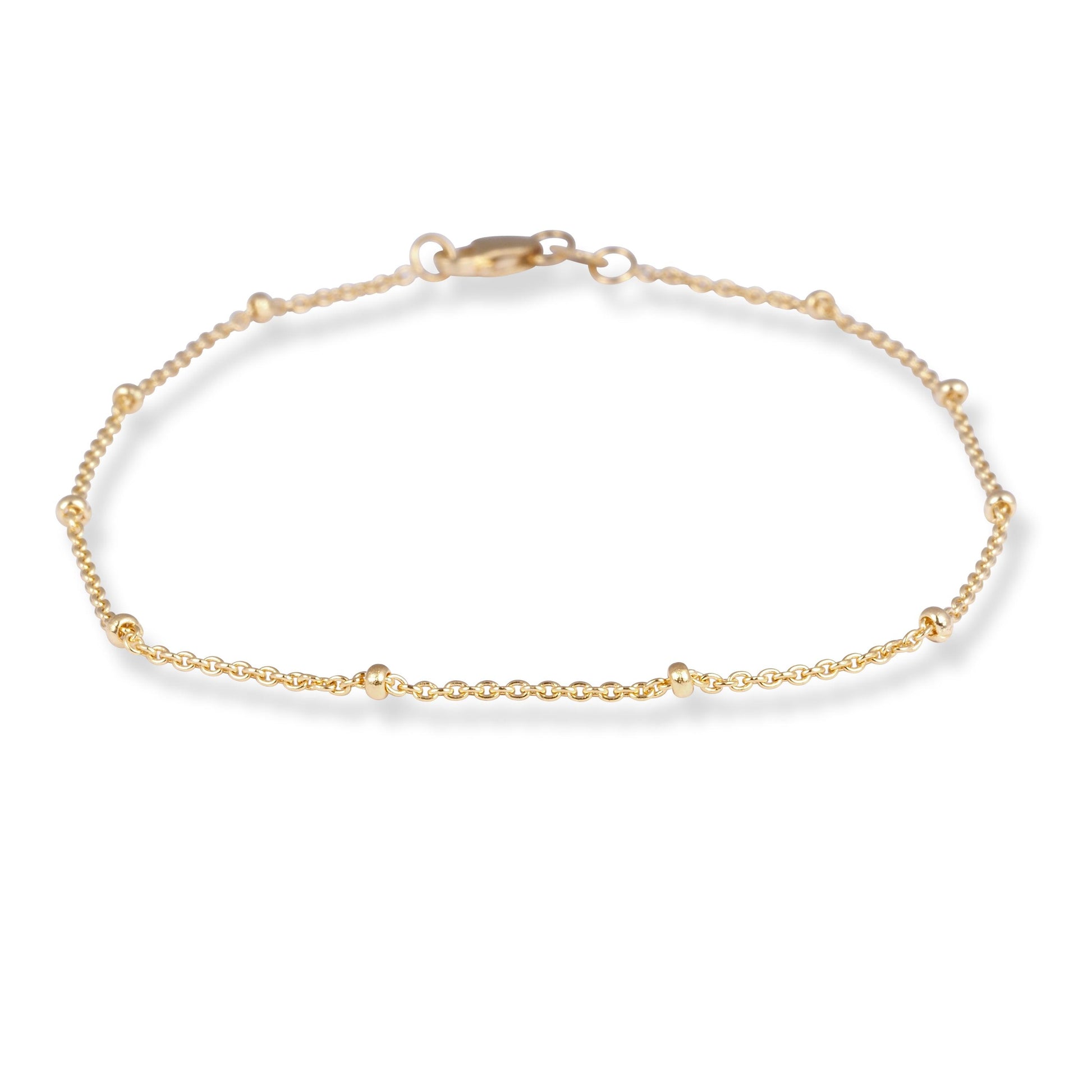 18ct Yellow Gold Lightweight Beaded Bracelet with Lobster Clasp LBR-8481 - Minar Jewellers