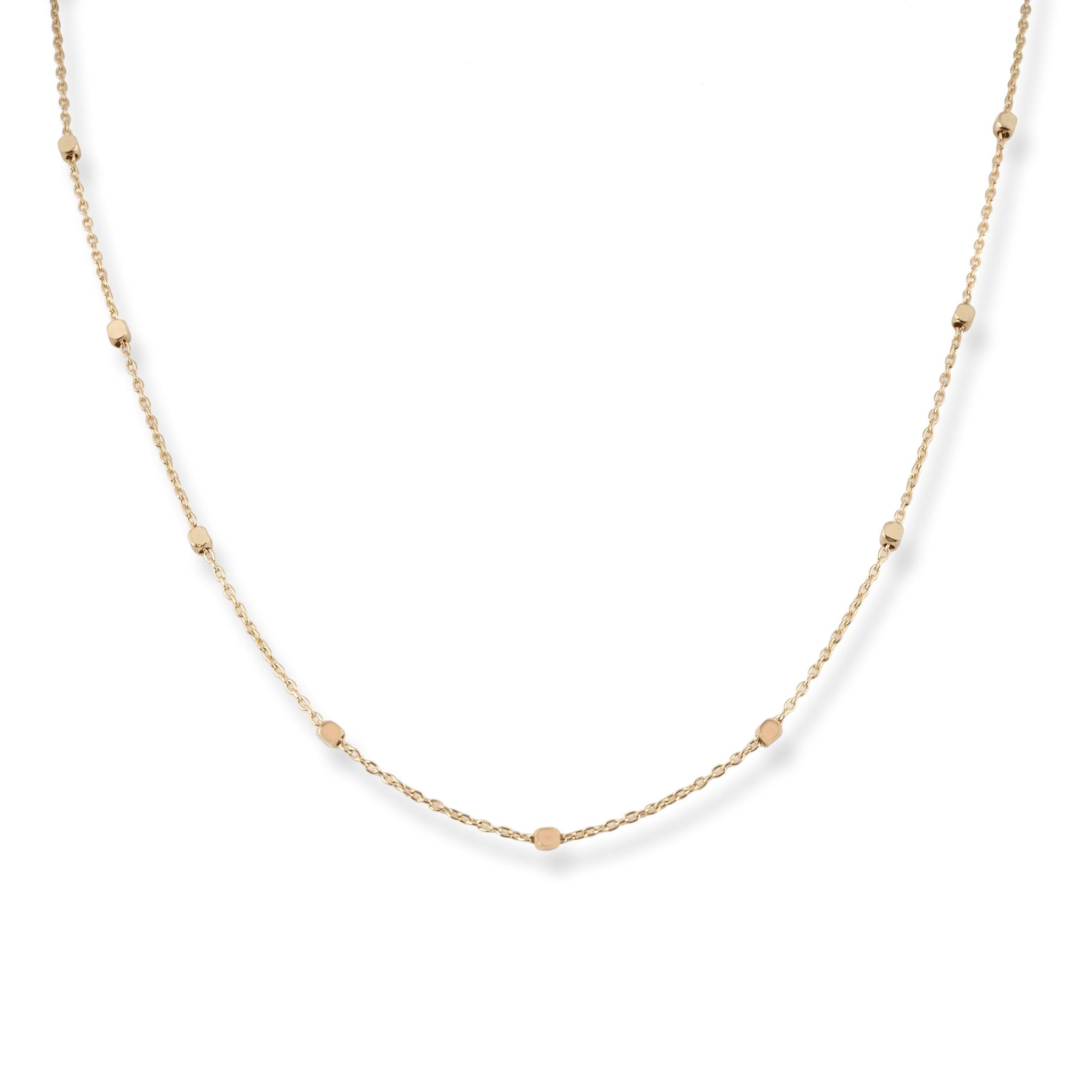18ct Yellow Gold Necklace with Plain Beads & Lobster Clasp N-7943