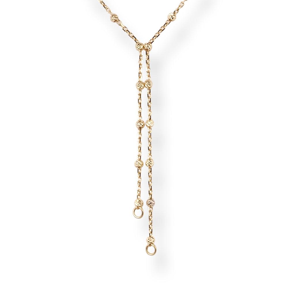 18ct Yellow Gold Necklace with String Design (ended with hoops) & Lobster Clasp N-7940a