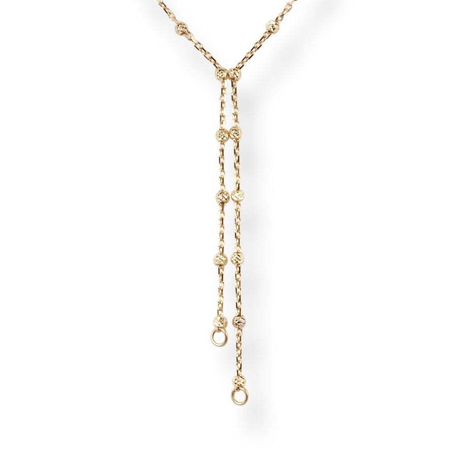 18ct Yellow Gold Necklace with String Design (ended with hoops) & Lobster Clasp N-7940a