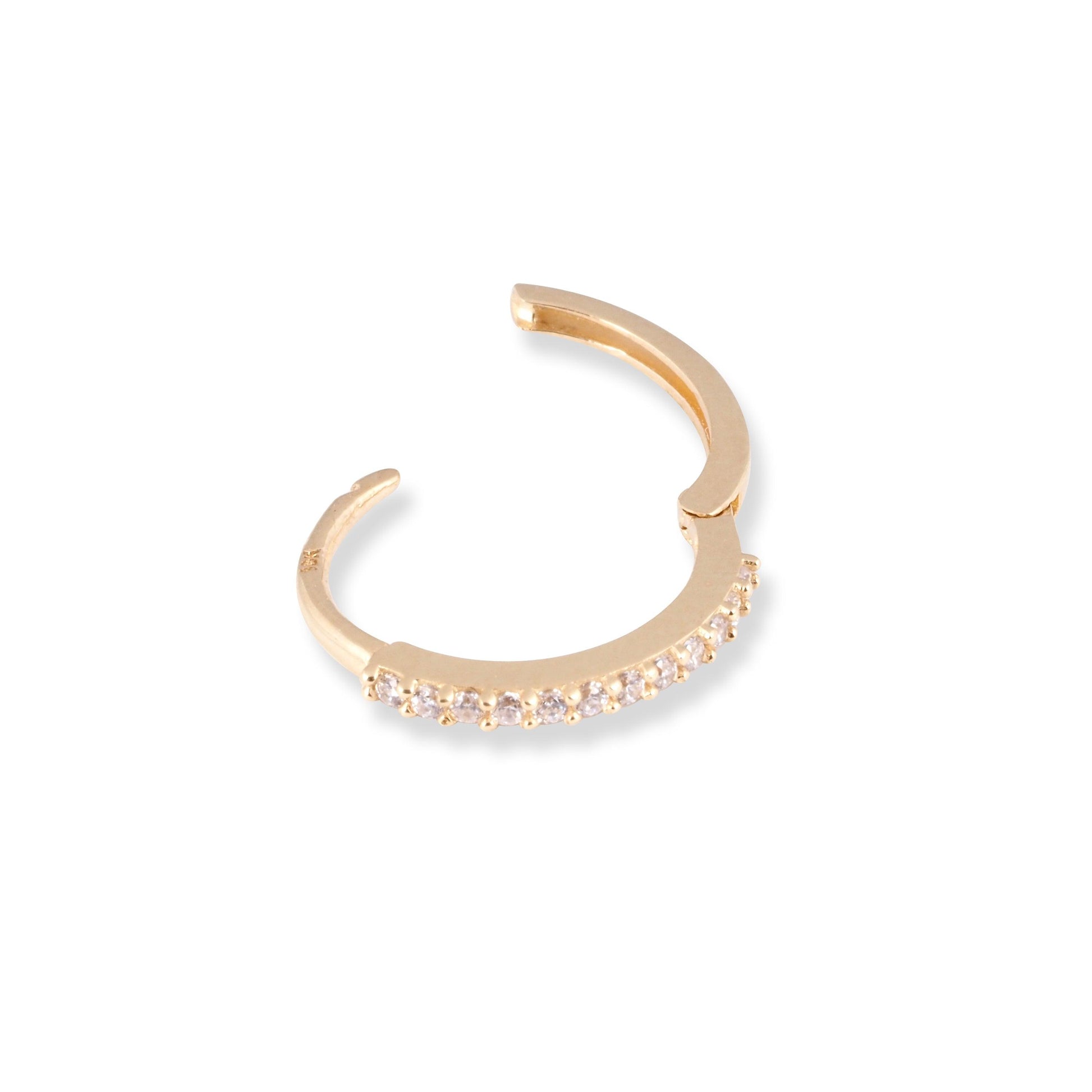 18ct Yellow / White Gold Nose Ring With Cubic Zirconia Stones (6mm-12mm) NR-7833 - Minar Jewellers