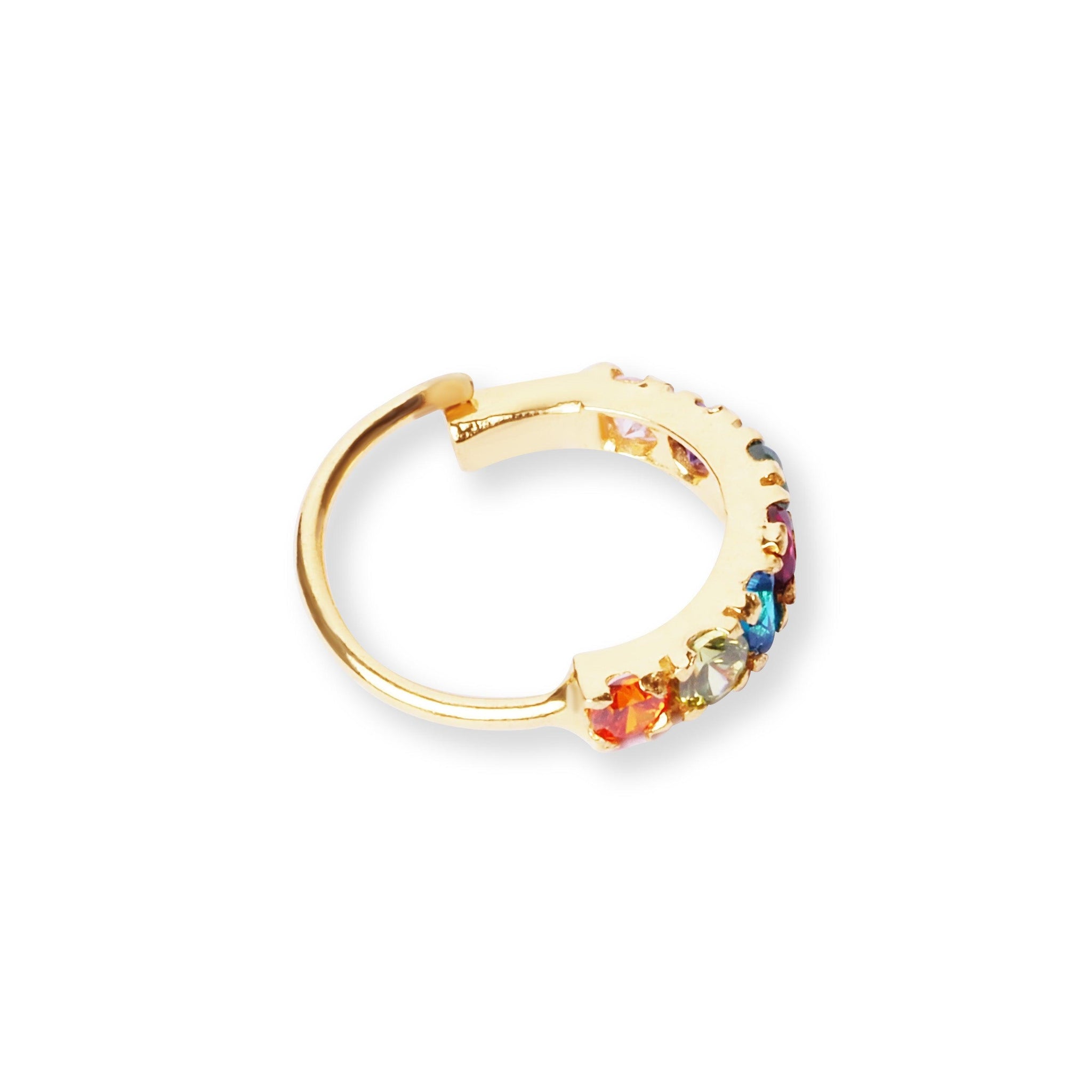 18ct Yellow Gold Nose Ring with Multi-Coloured Cubic Zirconias NR-7587