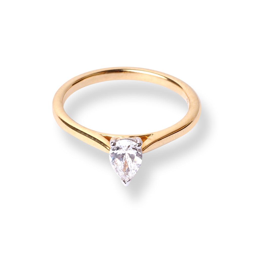 18ct Yellow Gold Pear Shaped Solitaire Diamond Ring LR-7392 - Minar Jewellers