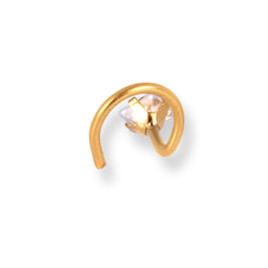 18ct Yellow Gold Princes Cut Cubic Zirconia Wire Coil Back Nose Stud NS-7540 - Minar Jewellers