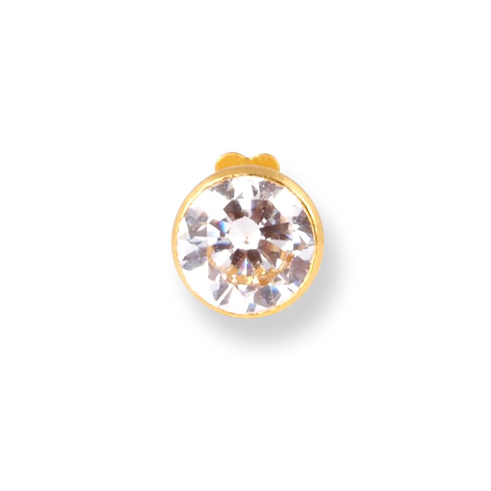 18ct Yellow Gold Nose Stud with Cubic Zirconia 4mm