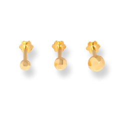 18ct Yellow Gold Screw Back Nose Stud with a Faceted Finish (2.35mm - 3.65mm) NS-2954 - Minar Jewellers