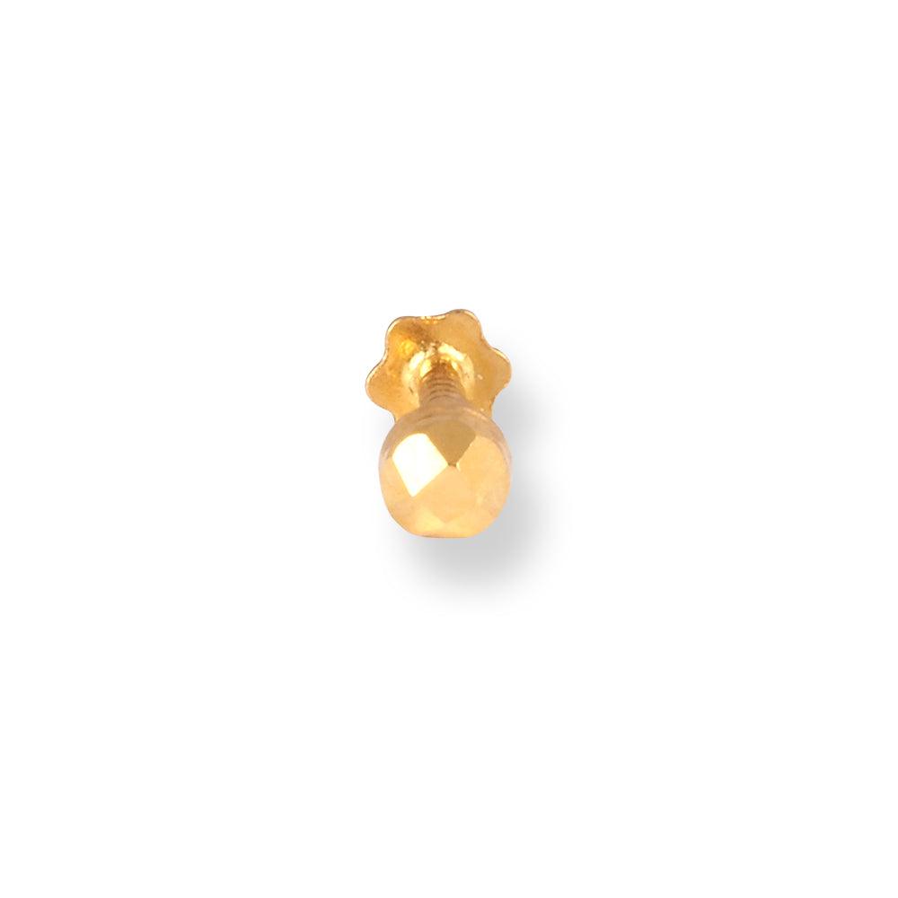 18ct Yellow Gold Screw Back Nose Stud with a Faceted Finish (2.35mm - 3.65mm) NS-2954