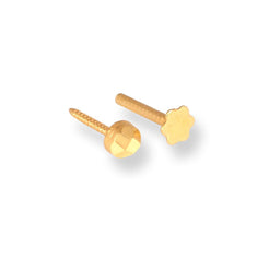 18ct Yellow Gold Screw Back Nose Stud with a Faceted Finish (2.35mm - 3.65mm) NS-2954 - Minar Jewellers