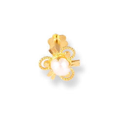 18ct Yellow Gold Screw Back Nose Stud with Cultured Pearl NS-5270a - Minar Jewellers