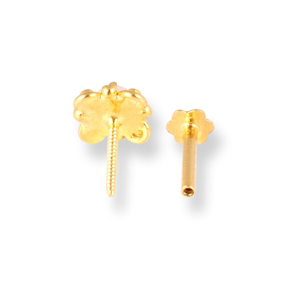 18ct Yellow Gold Screw Back Nose Stud with Cultured Pearl NS-5270b - Minar Jewellers