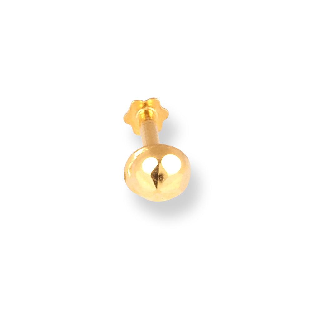 18ct Yellow Gold Screw Back Nose Stud with Diamond Cut Design NIP-6-460 - Minar Jewellers