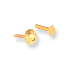 18ct Yellow Gold Screw Back Nose Stud with Diamond Cut Design NIP-6-460 - Minar Jewellers