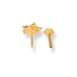 18ct Yellow Gold Screw Back Nose Stud with Five White Cubic Zirconias NIP-1-670c - Minar Jewellers