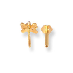 18ct Yellow Gold Screw Back Nose Stud with Four White Cubic Zirconias NIP-1-670a - Minar Jewellers
