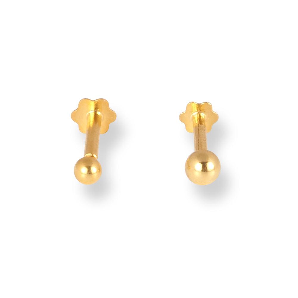 18ct Yellow Gold Screw Back Nose Stud with Gold Ball Design NS-3480 (2.25mm - 2.85mm) - Minar Jewellers