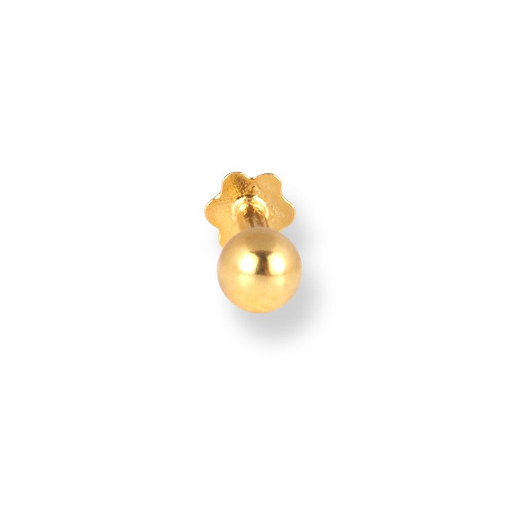 18ct Yellow Gold Screw Back Nose Stud with Gold Ball Design NS-3480 (2.25mm - 2.85mm)
