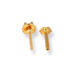 18ct Yellow Gold Screw Back Nose Stud with Orange Cubic Zirconia Stone NIP-4-070h - Minar Jewellers