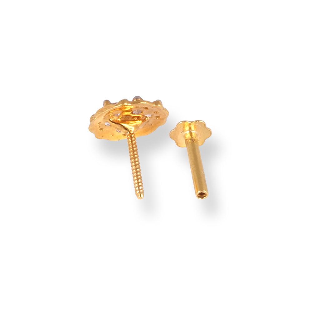 18ct Yellow Gold Screw Back Nose Stud set with Seven White Cubic Zirconias NIP-1-670d