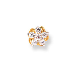 18ct Yellow Gold Screw Back Nose Stud set with Six White Cubic Zirconias NIP-1-670e - Minar Jewellers