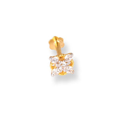 18ct Yellow Gold Screw Back Nose Stud with Six White Cubic Zirconias NIP-1-670f - Minar Jewellers