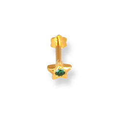 18ct Yellow Gold Star Shaped Screw Back Nose Stud with Cubic Zirconia Stone NS-4360SB - Minar Jewellers