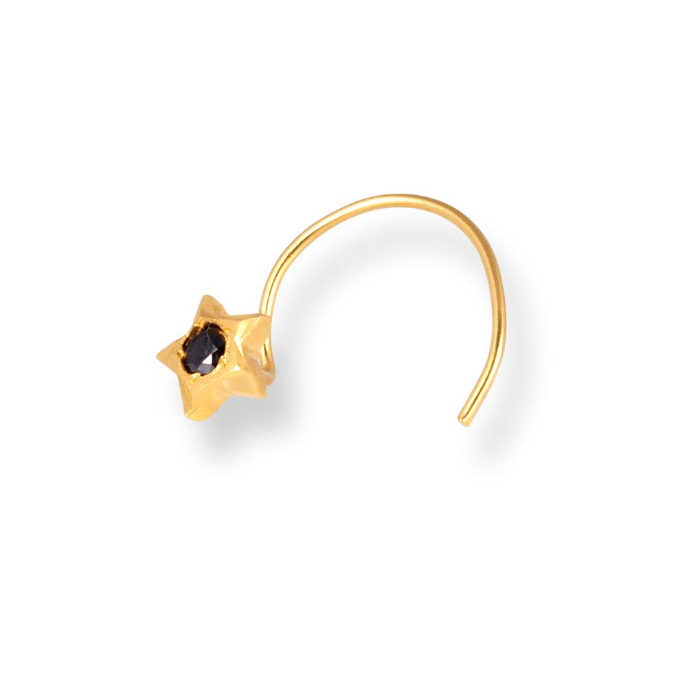 18ct Yellow Gold Star Shaped Wire Back Nose Stud with Cubic Zirconia Stone NS-4360WB