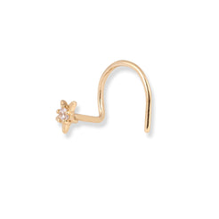 18ct Yellow Gold Star Shaped Wire Back Nose Stud with Cubic Zirconia Stone NS-7566 - Minar Jewellers