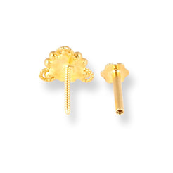 18ct Yellow Gold Trianglular Shape Screw Back Nose Stud with Cultured Pearl NS-5270c - Minar Jewellers