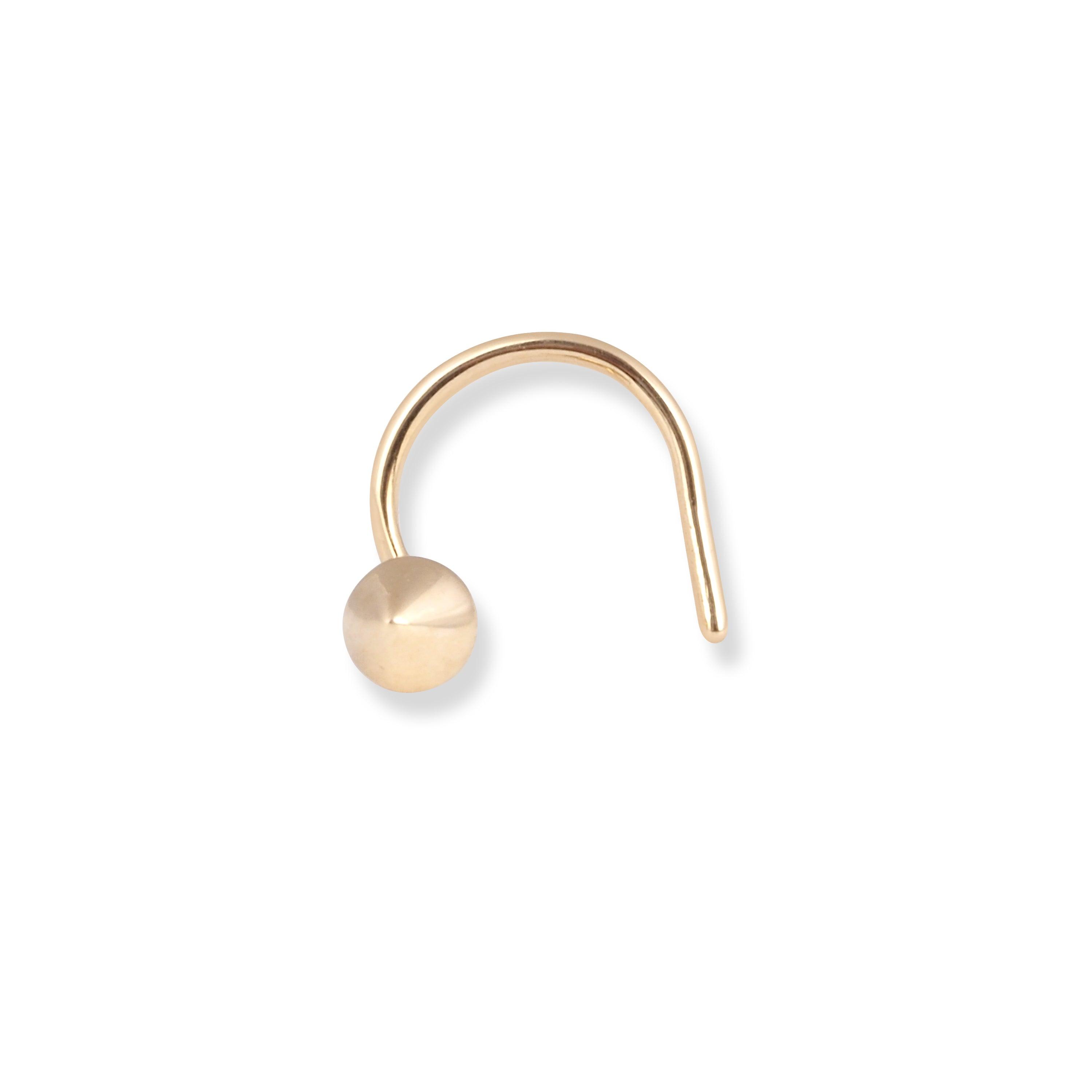 18ct Yellow Gold Wire Back Nose Stud with Cone Design NS-7565 - Minar Jewellers