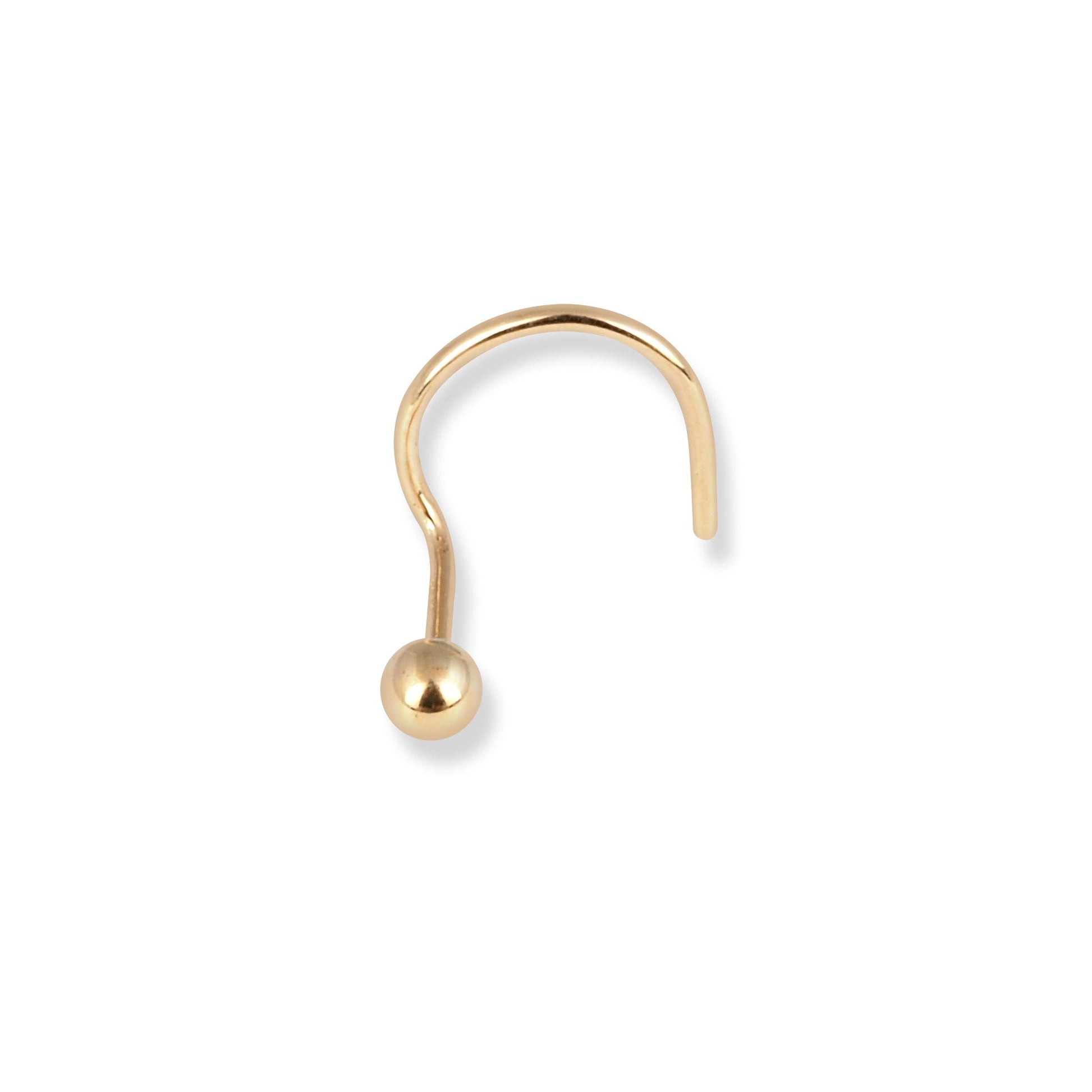 18ct Yellow Gold Wire Back Nose Stud with Plain Gold Ball (1.5mm - 3mm) NS-7562 - Minar Jewellers