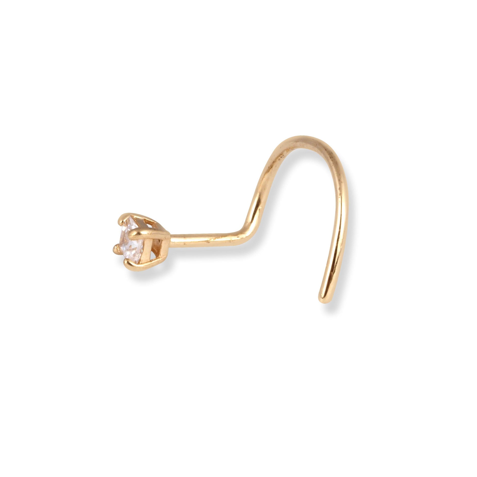 18ct Yellow Gold Wire Back Nose Stud with Princess Cut Cubic Zirconia Stone in Four Claw Setting NS-7564 - Minar Jewellers