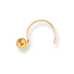 18ct Yellow Gold Wire Coil Back Nose Stud with Diamond Cut Design (2.75mm - 4.25mm) NIP-3-970 - Minar Jewellers