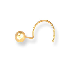 18ct Yellow Gold Wire Coil Back Nose Stud with Diamond Cut Design (2.75mm - 4.25mm) NIP-3-970 - Minar Jewellers