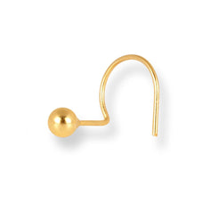 18ct Yellow Gold Wire Coil Back Nose Stud with Plain Gold Ball (2.85mm - 4.5mm) NIP-3-630 - Minar Jewellers