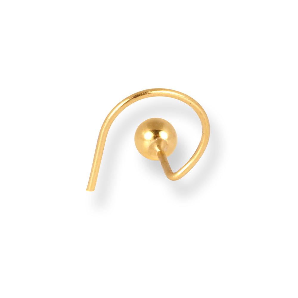 18ct Yellow Gold Wire Coil Back Nose Stud with Plain Gold Ball (2.85mm - 4.5mm) NIP-3-630