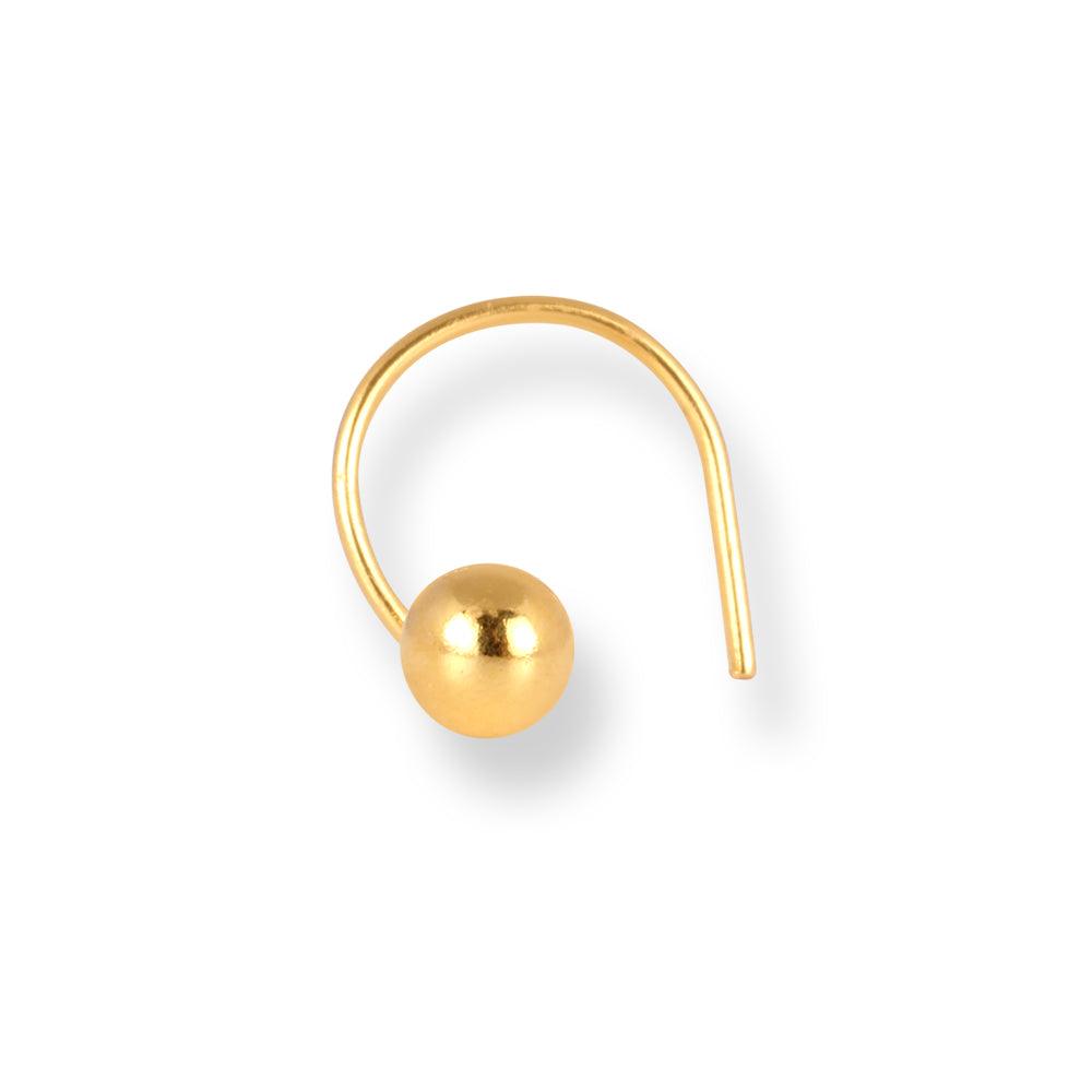 18ct Yellow Gold Wire Coil Back Nose Stud with Plain Gold Ball (2.85mm - 4.5mm) NIP-3-630