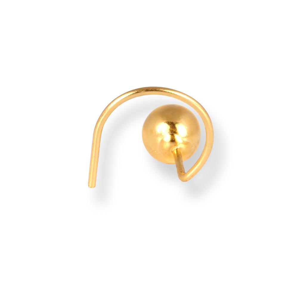18ct Yellow Gold Wire Coil Back Nose Stud with Plain Gold Ball (2.85mm - 4.5mm) NIP-3-630 - Minar Jewellers