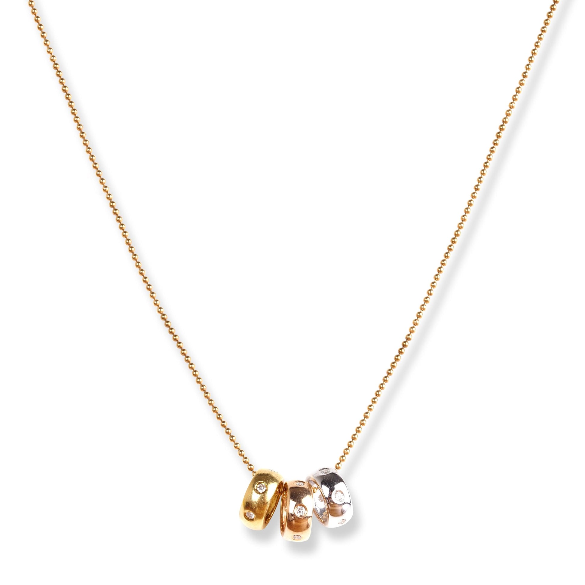 18ct Yellow, White & Rose Gold Diamond 'Stack Rings' Pendant + Chain P-7944 - Minar Jewellers