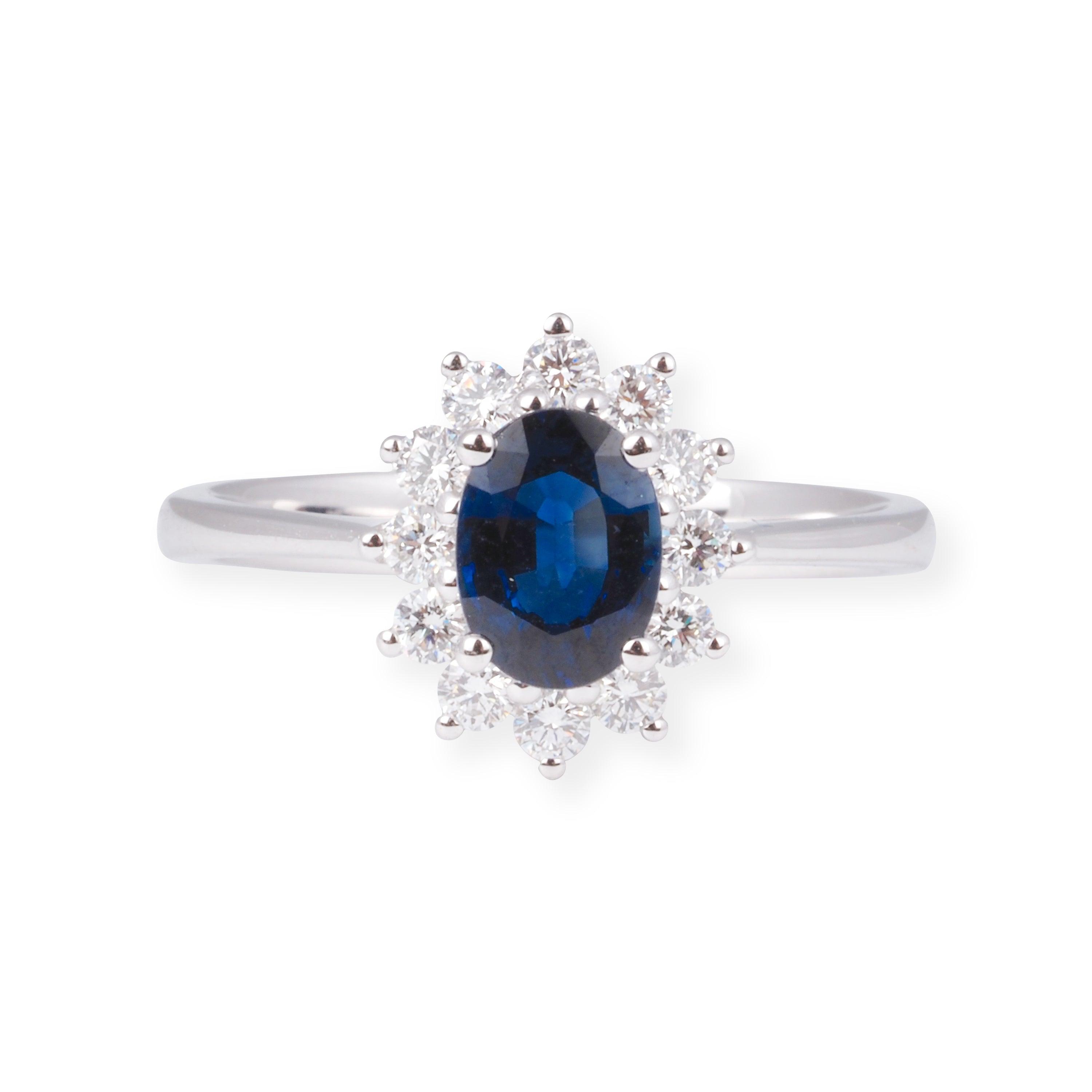 18ct White Gold And Blue Sapphire Dress Ring LR-7046 - Minar Jewellers