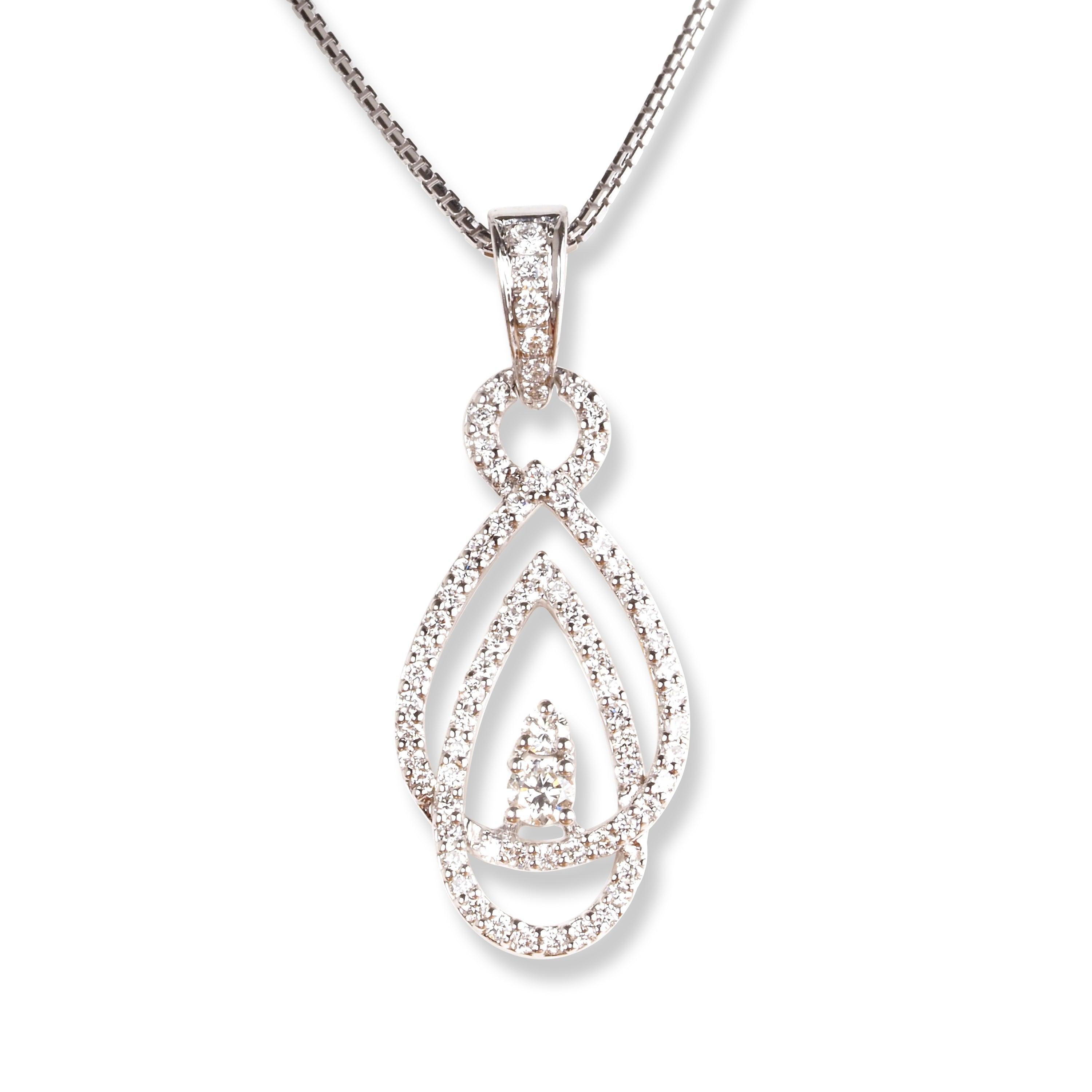 18ct White Gold Diamond Set (Pendant + Chain + Earrings) MCS6051/2 - Minar Jewellers