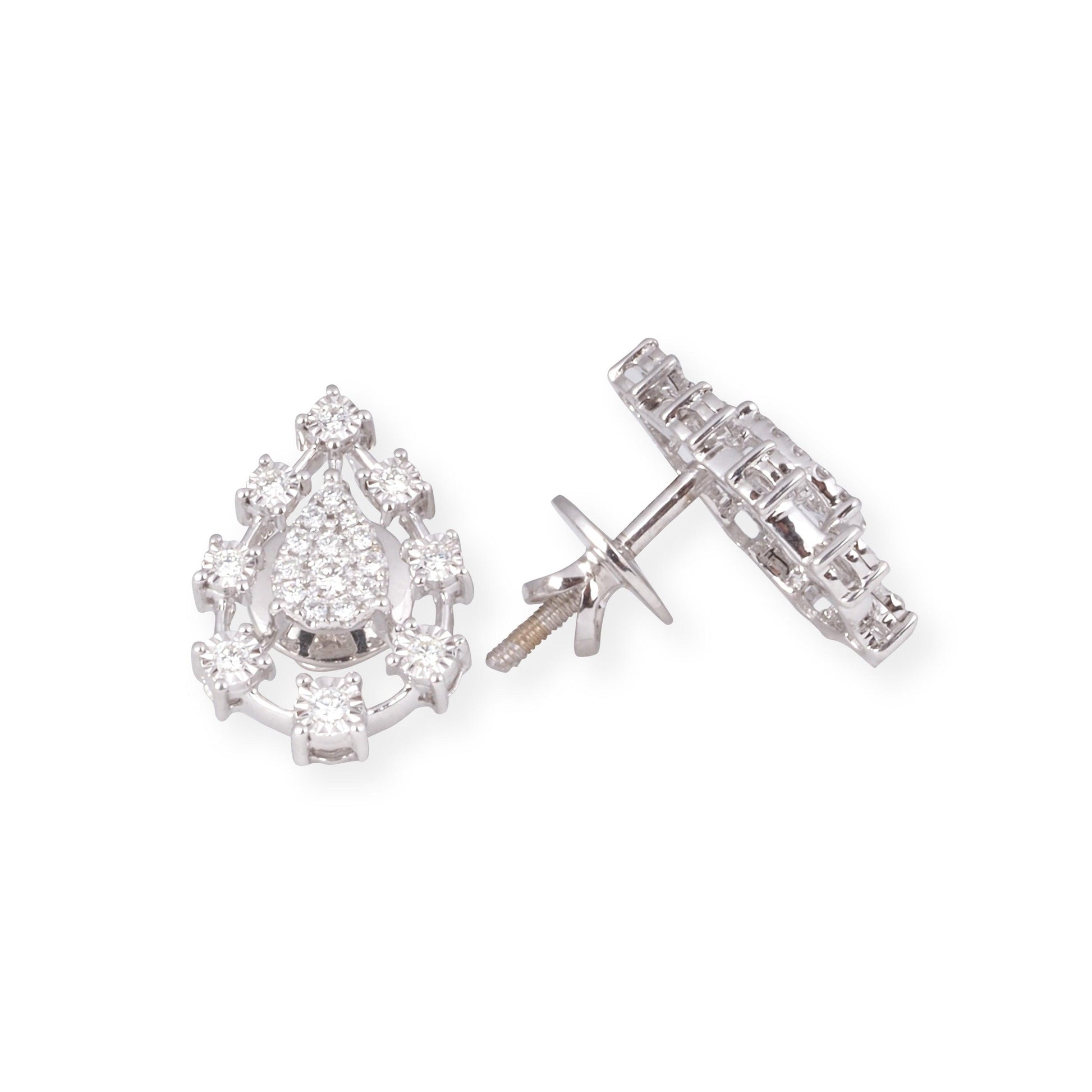 18ct White Gold Diamond Set (Pendant + Chain + Earrings) MCS6853/54 - Minar Jewellers