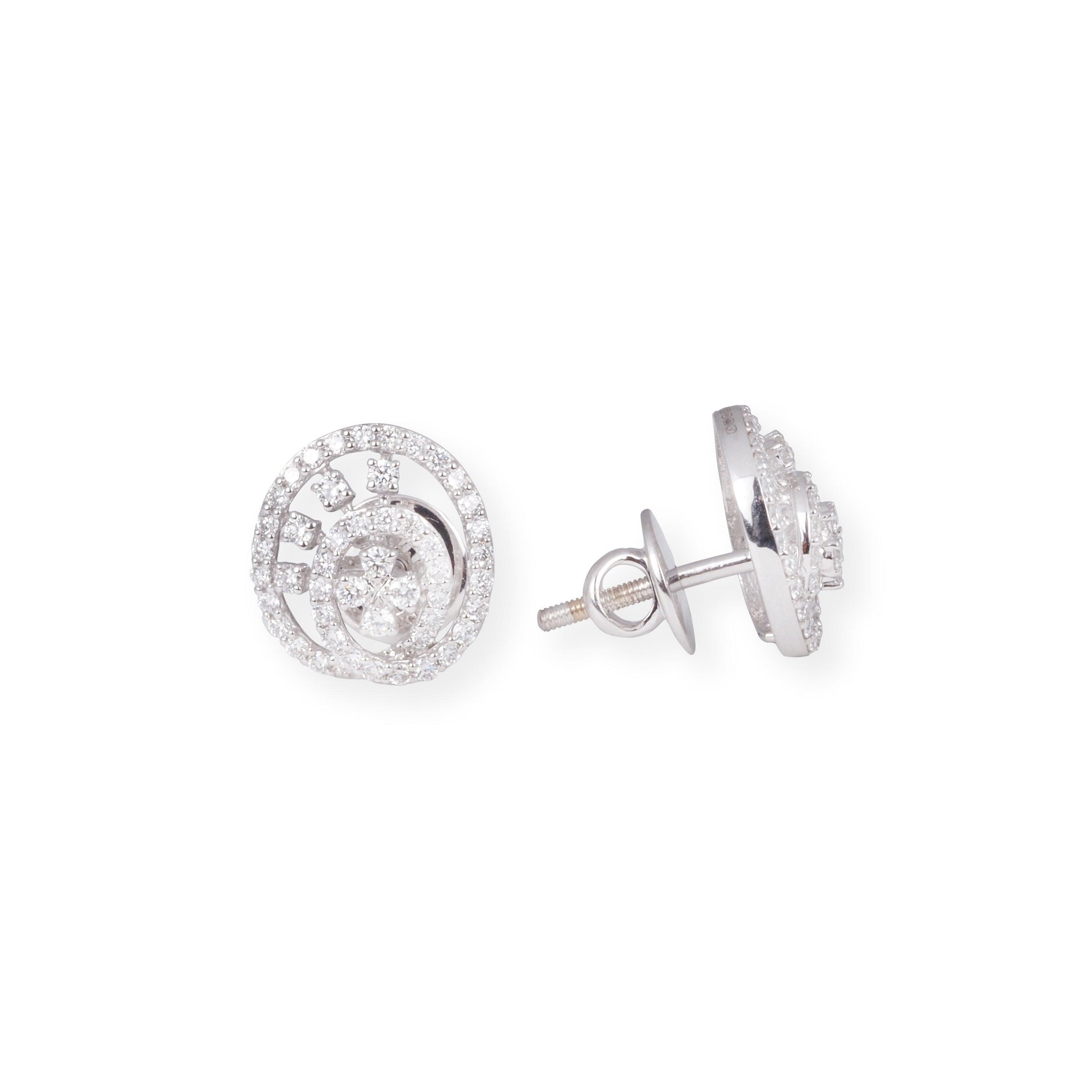 18ct White Gold Diamond Set (Pendant + Chain + Earrings) MCS6857/58